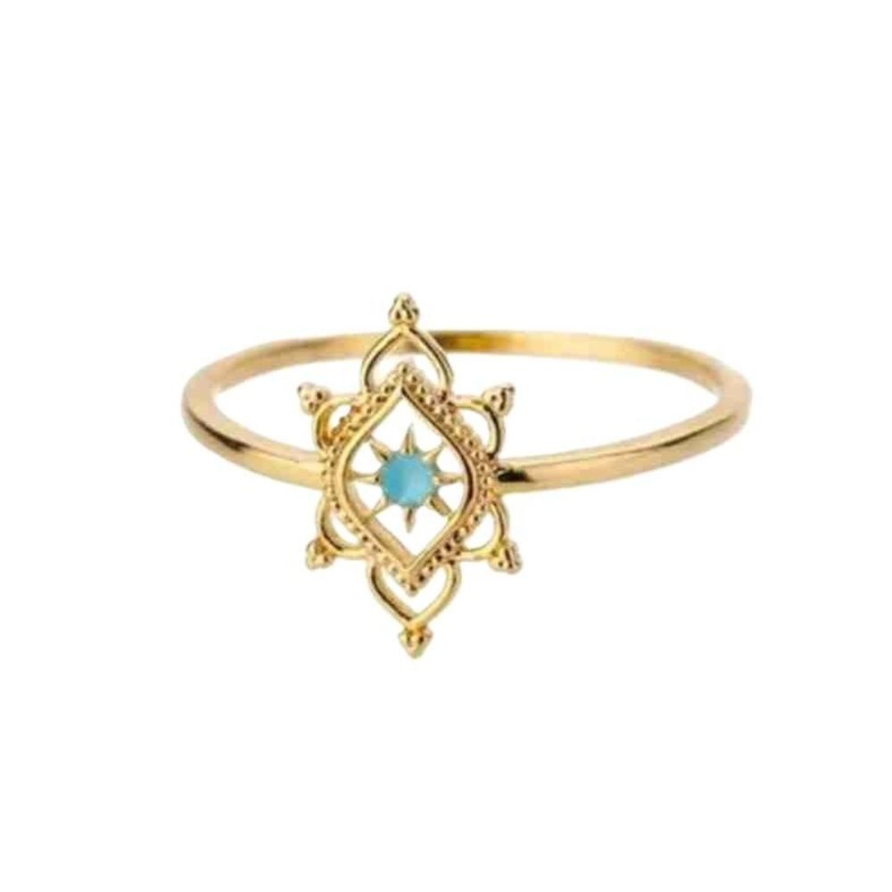New Yellow-Gold Filigree Center-Stone Ring‎